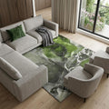 10 X 14 Green And Charcoal Abstract Washable Area Rug With UV Protection