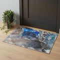 3 X 5 Navy Blue And Charcoal Abstract Washable Area Rug With UV Protection