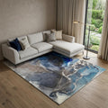 8 X 10 Navy Blue And Charcoal Abstract Washable Area Rug With UV Protection