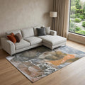 8 X 10 Orange And Charcoal Abstract Washable Area Rug With UV Protection