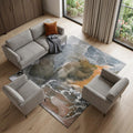 9 X 12 Orange And Charcoal Abstract Washable Area Rug With UV Protection
