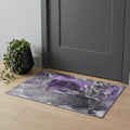 3 X 5 Purple And Charcoal Abstract Washable Area Rug With UV Protection