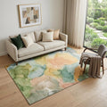 5 X 8 Blue Green And Orange Abstract Washable Area Rug With UV Protection