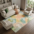 8 X 10 Blue Green And Orange Abstract Washable Area Rug With UV Protection