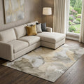 8 X 10 Brown Gray And Ivory Abstract Washable Area Rug With UV Protection