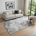 5 X 8 Gray And Ivory Abstract Washable Area Rug With UV Protection