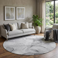 8 Gray And Ivory Abstract Washable Round Rug With UV Protection