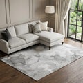 9 X 12 Gray And Ivory Abstract Washable Area Rug With UV Protection