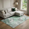 8 X 10 Green Gray And Ivory Abstract Washable Area Rug With UV Protection
