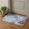 3 X 5 Navy Blue Purple And Gray Abstract Washable Area Rug With UV Protection