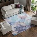 8 X 10 Navy Blue Purple And Gray Abstract Washable Area Rug With UV Protection