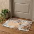 3 X 5 Orange Gray And Ivory Abstract Washable Area Rug With UV Protection