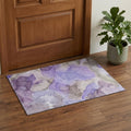 3 X 5 Purple And Gray Abstract Washable Area Rug With UV Protection
