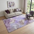 5 X 8 Purple And Gray Abstract Washable Area Rug With UV Protection