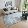 5 X 8 Teal And Gray Abstract Washable Area Rug With UV Protection