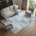 8 X 10 Teal And Gray Abstract Washable Area Rug With UV Protection