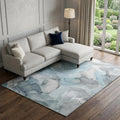 9 X 12 Teal And Gray Abstract Washable Area Rug With UV Protection