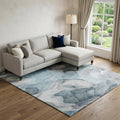 10 X 14 Teal And Gray Abstract Washable Area Rug With UV Protection