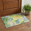 3 X 5 Yellow Blue And Beige Abstract Washable Area Rug With UV Protection