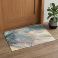 3 X 5 Blue Purple And Ivory Abstract Washable Area Rug With UV Protection