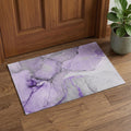 3 X 5 Purple Gray And Ivory Abstract Washable Area Rug With UV Protection