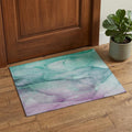 3 X 5 Fern Green And Ivory Abstract Washable Area Rug With UV Protection