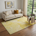 5 X 8 Gold And Ivory Abstract Washable Area Rug With UV Protection