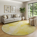 8 Gold And Ivory Abstract Washable Round Rug With UV Protection
