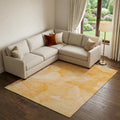 9 X 12 Orange And Ivory Abstract Washable Area Rug With UV Protection