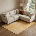 10 X 14 Orange And Ivory Abstract Washable Area Rug With UV Protection