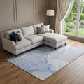 10 X 14 Blue And Ivory Abstract Washable Area Rug With UV Protection