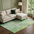 8 X 10 Green And Ivory Abstract Washable Area Rug With UV Protection