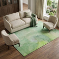 9 X 12 Green And Ivory Abstract Washable Area Rug With UV Protection