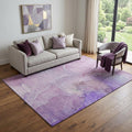 5 X 8 Purple And Ivory Abstract Washable Area Rug With UV Protection