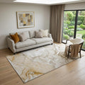 5 X 8 Brown And Ivory Abstract Washable Area Rug With UV Protection