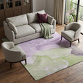 10 X 14 Purple Green And Ivory Abstract Washable Area Rug With UV Protection