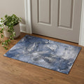 3 X 5 Navy Blue And Ivory Abstract Washable Area Rug With UV Protection