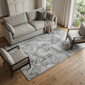 8 X 10 Pewter And Ivory Abstract Washable Area Rug With UV Protection