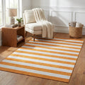 5 X 8 Orange And Ivory Striped Washable Area Rug With UV Protection