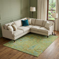 8 X 10 Fern Green And Blue Paisley Washable Area Rug With UV Protection