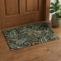 3 X 5 Black Blue And Green Paisley Washable Area Rug With UV Protection