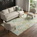 9 X 12 Ivory Blue And Green Paisley Distressed Washable Area Rug With UV Protection