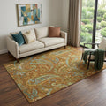 5 X 8 Rust Blue And Green Paisley Washable Area Rug With UV Protection