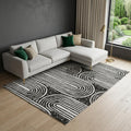 9 X 12 Black And Ivory Geometric Distressed Washable Area Rug With UV Protection