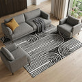 10 X 14 Black And Ivory Geometric Distressed Washable Area Rug With UV Protection