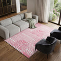 8 X 10 Blush And Ivory Geometric Distressed Washable Area Rug With UV Protection