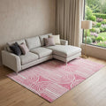 10 X 14 Blush And Ivory Geometric Distressed Washable Area Rug With UV Protection