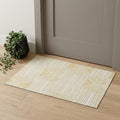 3 X 5 Gold And Ivory Geometric Distressed Washable Area Rug With UV Protection