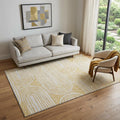 5 X 8 Gold And Ivory Geometric Distressed Washable Area Rug With UV Protection