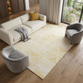 8 X 10 Gold And Ivory Geometric Distressed Washable Area Rug With UV Protection